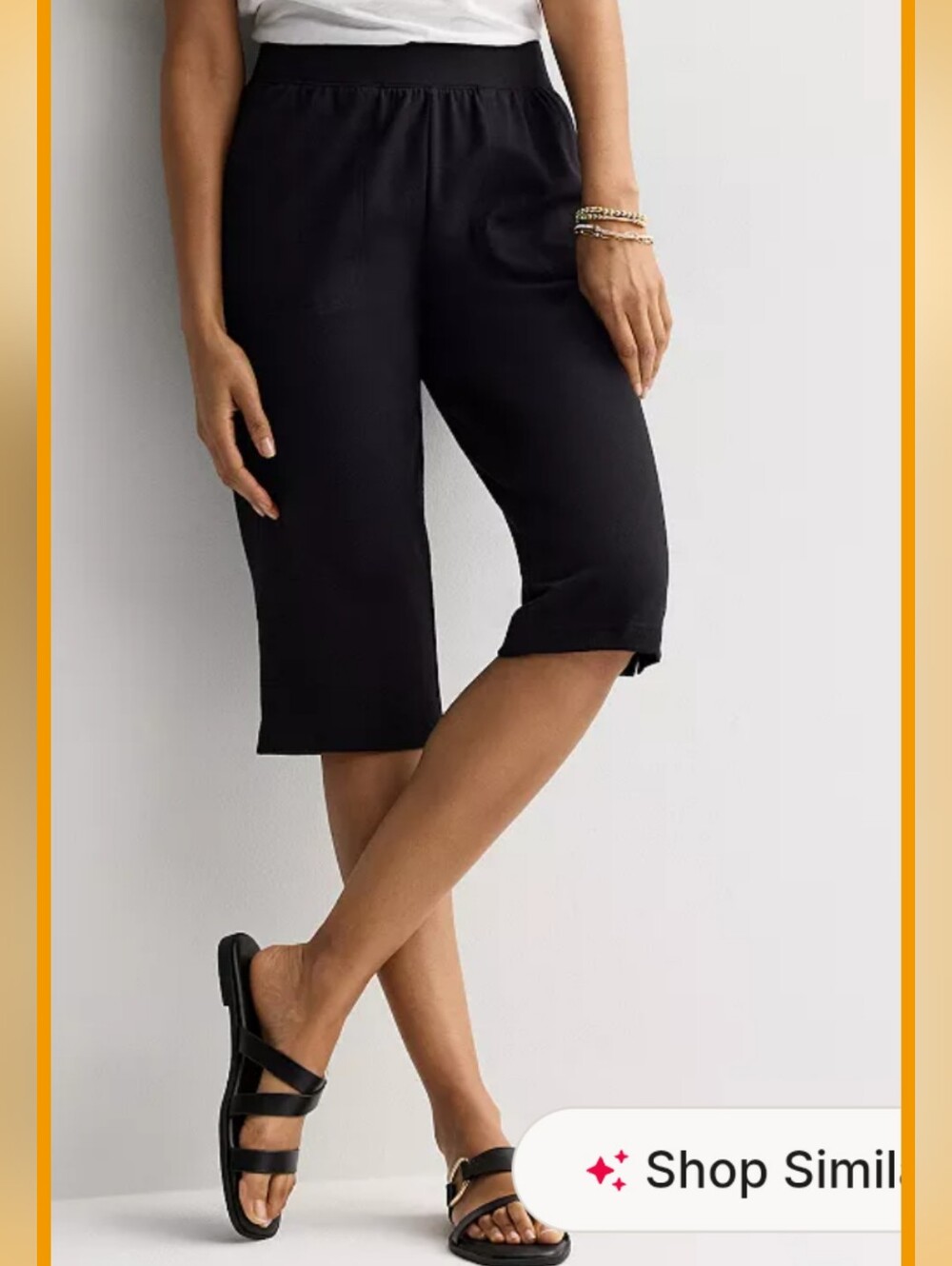 Croft & Barrow Black Classic Pull on Knit Capri Pants, Large